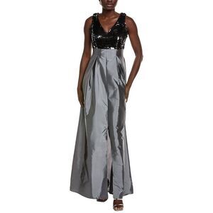 Rene Ruiz Womens  Sequin Taffeta Gown, Gray